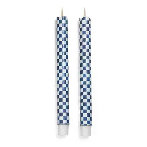 Royal Check Flicker Dinner Candles, Set of 2