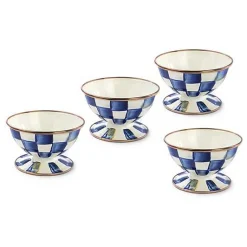 Royal Check Ice Cream Dishes, Set of 4