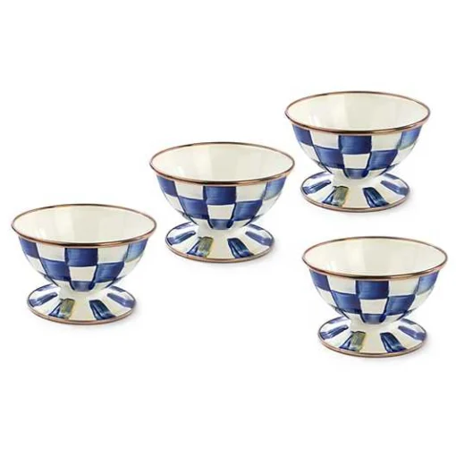 Royal Check Ice Cream Dishes, Set of 4