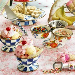Royal Check Ice Cream Dishes, Set of 4