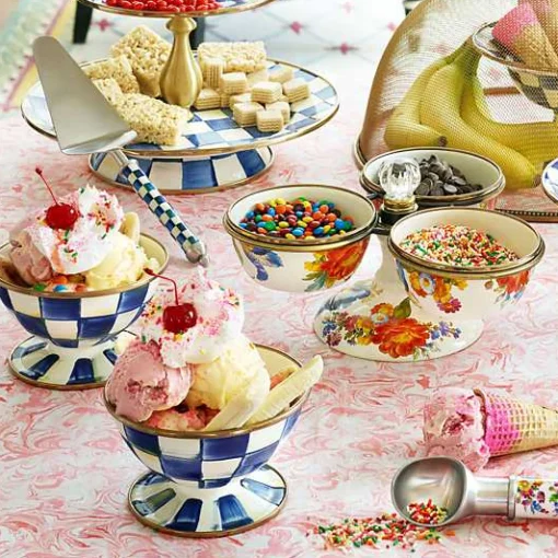 Royal Check Ice Cream Dishes, Set of 4