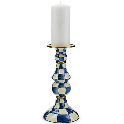 Royal Check Large Pillar Candlestick
