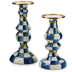 Royal Check Large Pillar Candlestick