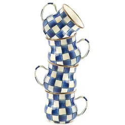 Royal Check Mugs, Set of 4