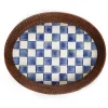 Royal Check Rattan  Enamel Large Serving Tray