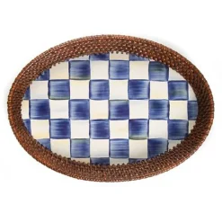 Royal Check Rattan  Enamel Small Serving Tray