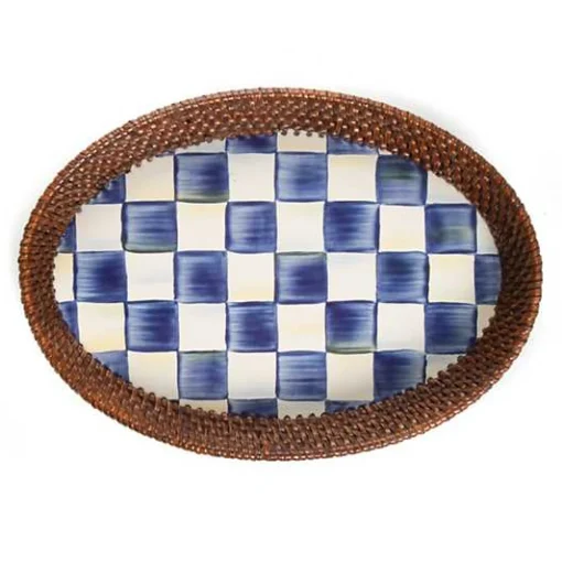 Royal Check Rattan  Enamel Small Serving Tray