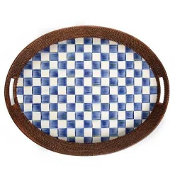 Royal Check Rattan  Enamel Party Serving Tray