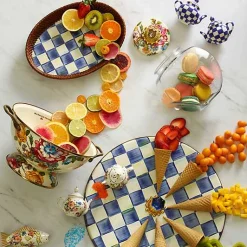 Royal Check Rattan  Enamel Small Serving Tray