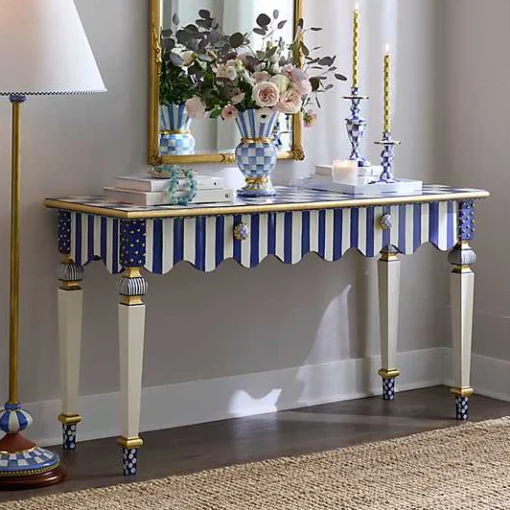 Royal Check  Stripe Console Table
