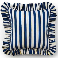 Royal Stripe Ruffle Throw Pillow