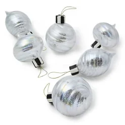 Silver Mercury Glass Assorted Ornaments, Set of 6