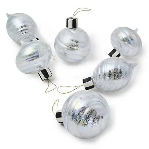 Silver Mercury Glass Assorted Ornaments, Set of 6