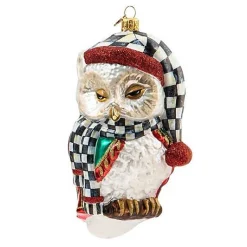 Sleepy Owl Glass Ornament