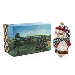 Sleepy Owl Glass Ornament