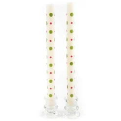 Small  Large Dots Dinner Candles - Red  Green - Set of 2