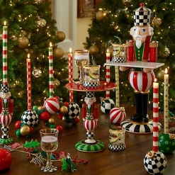 Small  Large Dots Dinner Candles - Red  Green - Set of 2