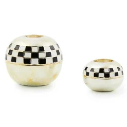 Small Sphere Check Candle Holders, Set of 2
