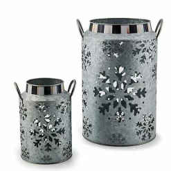 Snowflake Large Galvanized Metal Lantern