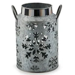 Snowflake Small Galvanized Metal Lantern