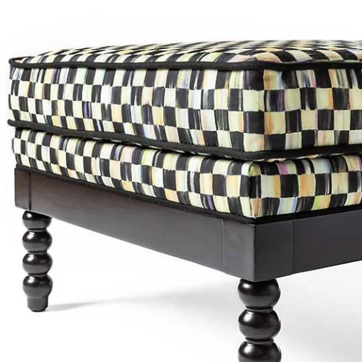 Spindle Check Outdoor Ottoman