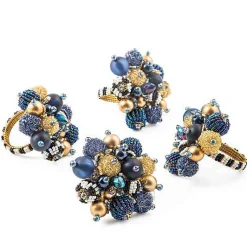 Starry Night Beaded Napkin Rings, Set of 4