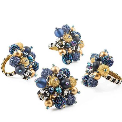 Starry Night Beaded Napkin Rings, Set of 4