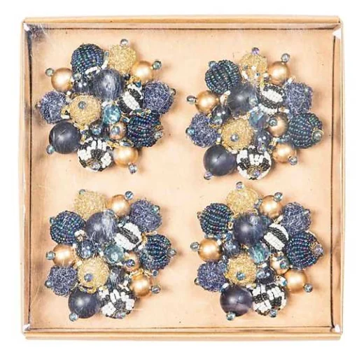 Starry Night Beaded Napkin Rings, Set of 4