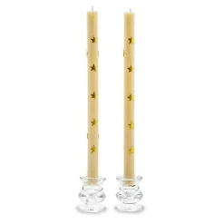 Stars Gold Dinner Candles, Set of 2