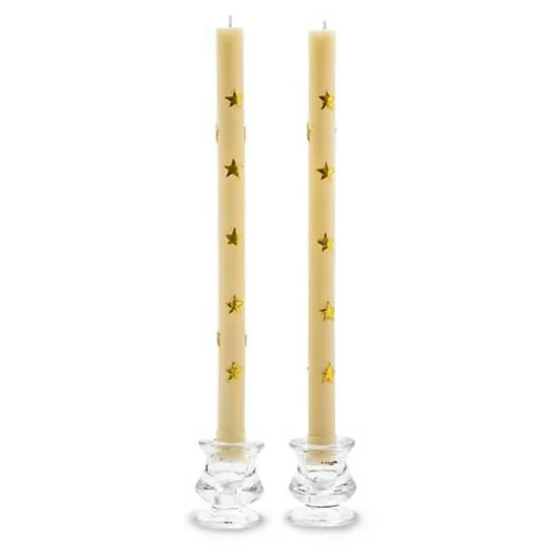 Stars Gold Dinner Candles, Set of 2