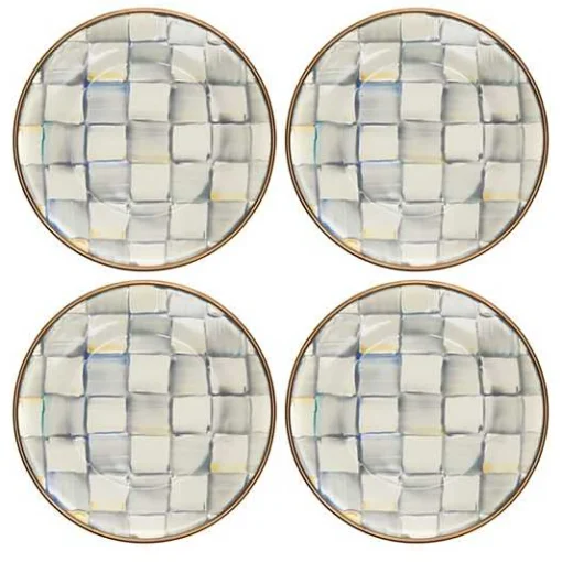 Sterling Check Appetizer Plates, Set of 4