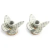 Sterling Check Butterfly Candle Holders, Set of 2