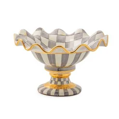 Sterling Check Ceramic Compote