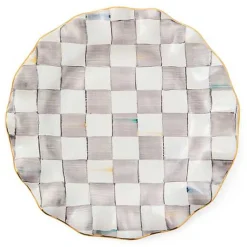 Sterling Check Ceramic Fluted Dinner Plate