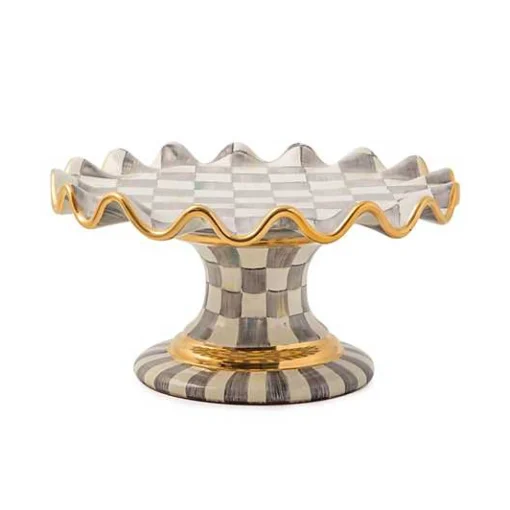 Sterling Check Ceramic Fluted Cake Stand