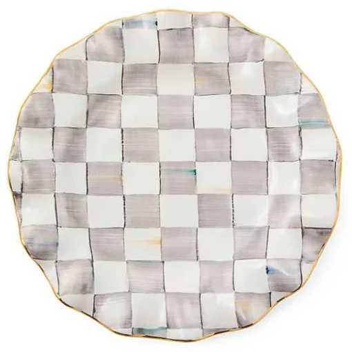 Sterling Check Ceramic Fluted Dinner Plate