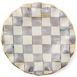 Sterling Check Ceramic Fluted Dessert Plate