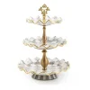 Sterling Check Ceramic Three Tier Sweet Stand