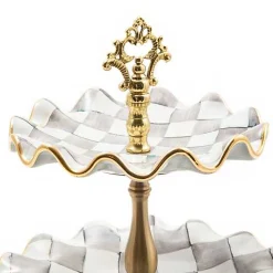 Sterling Check Ceramic Three Tier Sweet Stand