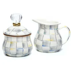 Sterling Check Creamer  Sugar Bowl Set
