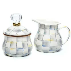 Sterling Check Creamer  Sugar Bowl Set