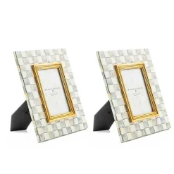 Sterling Check Enamel 4 x 6 Frames, Set of 2