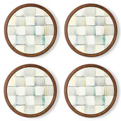 Sterling Check Enamel Coasters, Set of 4