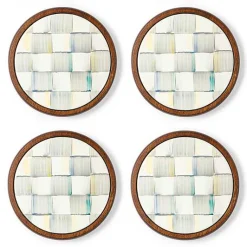 Sterling Check Enamel Coasters, Set of 4