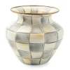 Sterling Check Enamel Large Vase