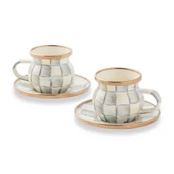 Sterling Check Espresso Cup  Saucer Set