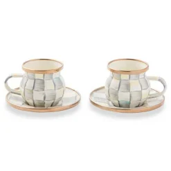 Sterling Check Espresso Cup  Saucer Set
