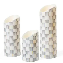 Sterling Check Flicker Candles - Set of 3