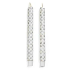 Sterling Check Flicker Dinner Candles, Set of 2