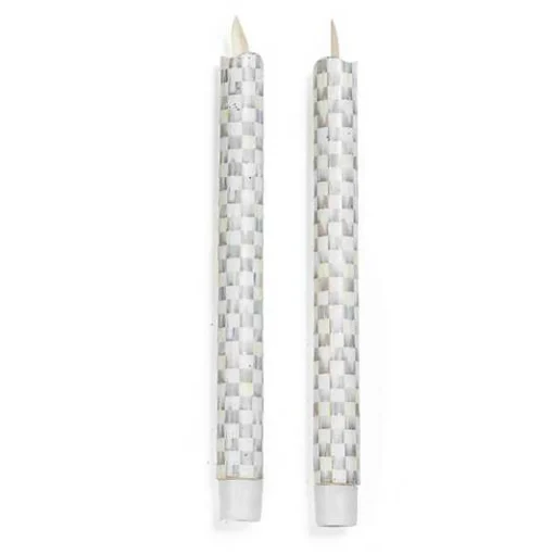 Sterling Check Flicker Dinner Candles, Set of 2